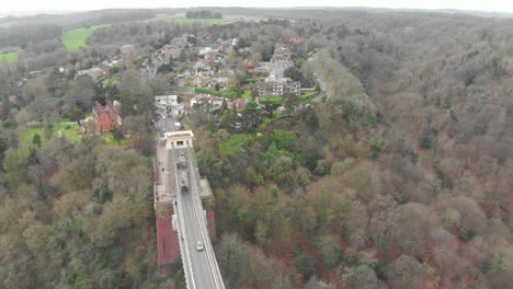clifton suspension bridge from the air (drone view)
