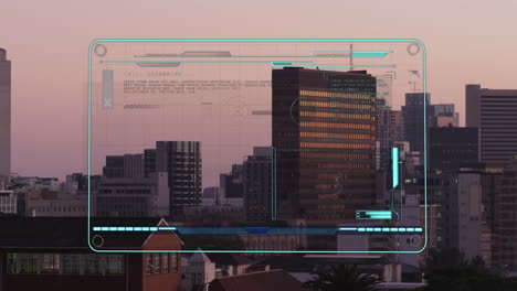 animación del procesamiento de datos sobre el paisaje urbano