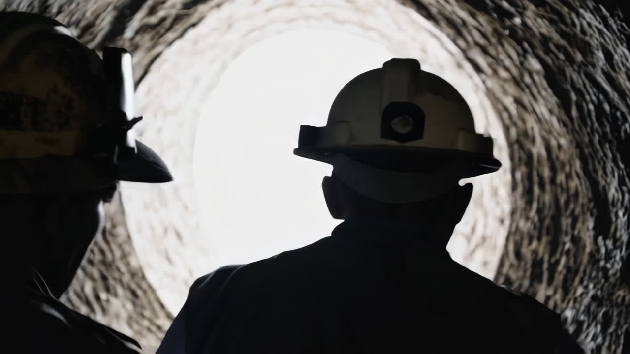mineros en un túnel de la mina