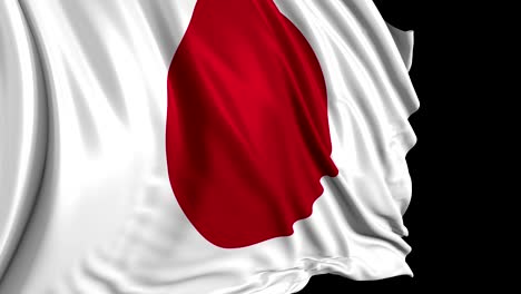 japanese flag in slow motion. the flag develops smoothly in the wind