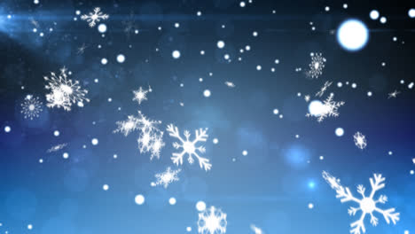 snow falling on blue background