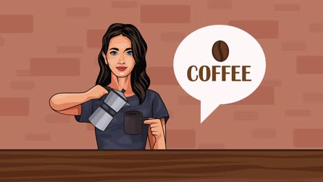 coffee lettering with woman animation
