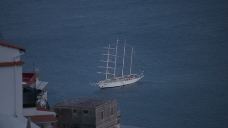 Royal-Clipper-Cruise-Anchored-On-The-Mediterranean-Sea-In-The-Amalfi-Coast,-Italy