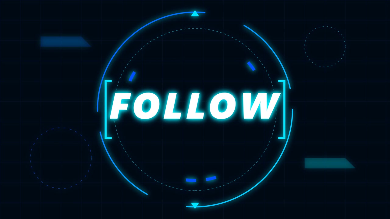 Animated Neon Follow Button with Futuristic HUD Interface