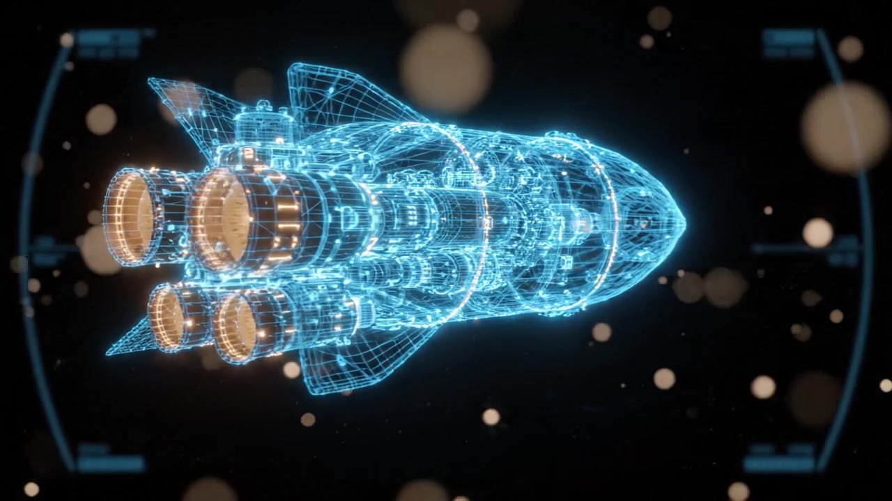 A Stunning Digital Representation of a Futuristic Rocket Ship, Highlighting Its Complex Structure and Advanced Technology in a Captivating 3D Visualization