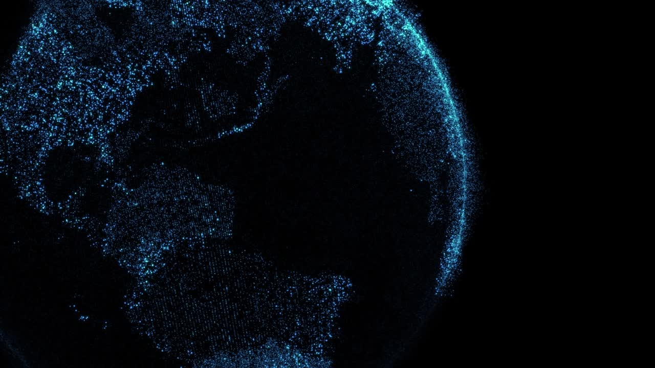 Earth on Digital Network background Digital Clouds Earth rotating animation