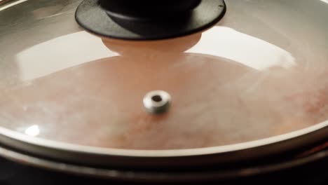 cooking stew in a pot with lid