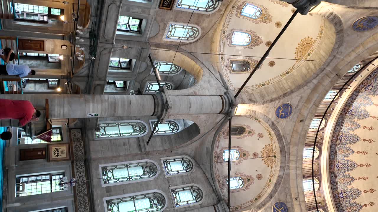 Ornate Interior of a Mosque Dome with Architectural Details