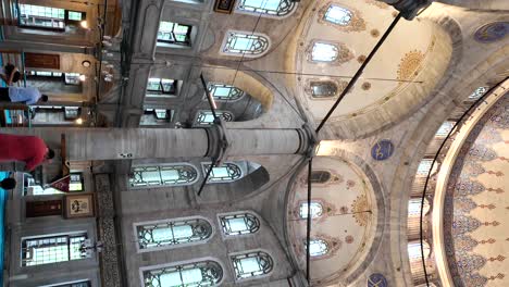 ornate interior of a mosque dome with architectural details