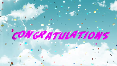 felicitaciones escritas en el cielo azul con nubes