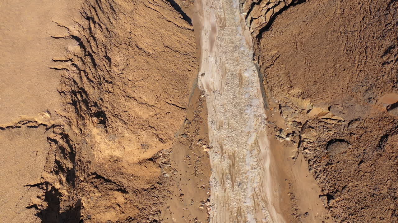 Jordan River Close to Dead sea, top down Drone view Israel