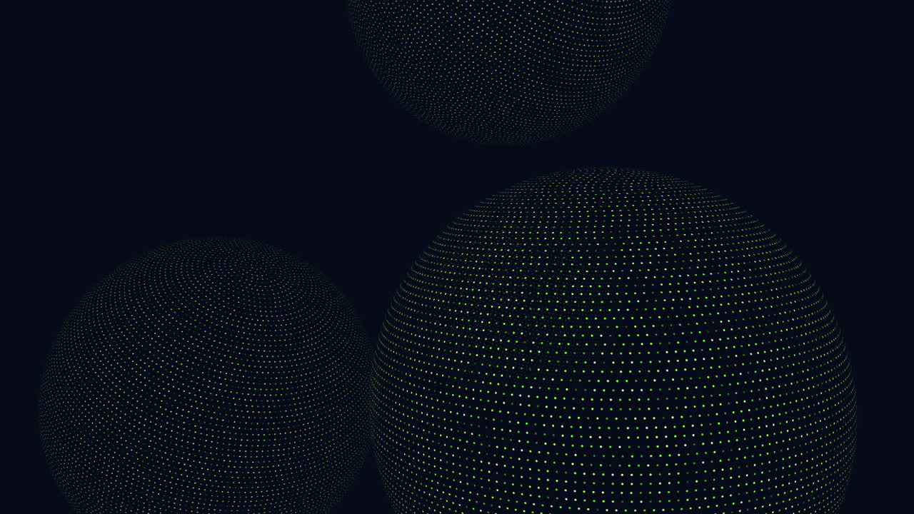Aesthetically pleasing image featuring green dots on a black background, arranged in a circular layout with varying sizes. The composition conveys an abstract and visually captivating design
