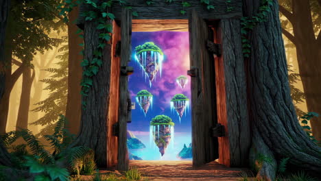 magical doorway to a floating island world