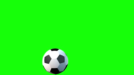 Football-soccer-ball-falling-bouncing-and-rolling-towards-the-camera-and-passing-by-on-green-screen-3D-animation