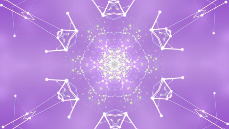 fondo púrpura pastel con un túnel de partículas del plexo.