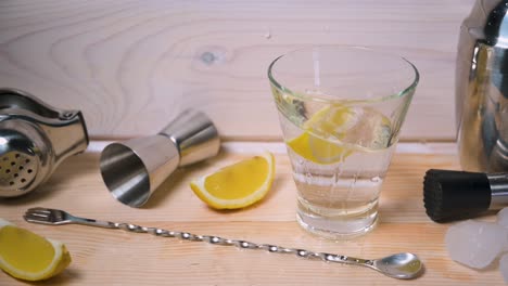 bar supplies on the wooden background