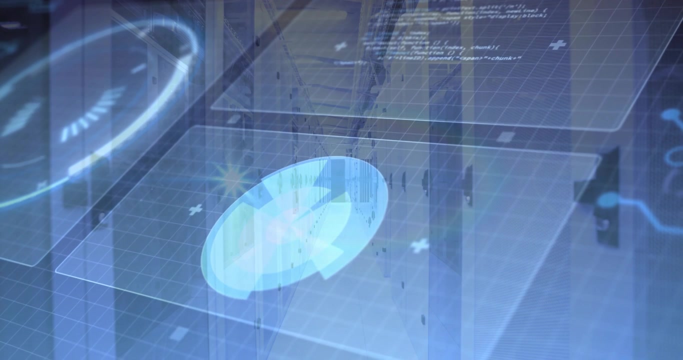 After grid activation 3D UI floating disc wedge opening closing completing data scan