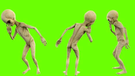 alienígena contando un secreto. animación en bucle en pantalla verde. 4k.