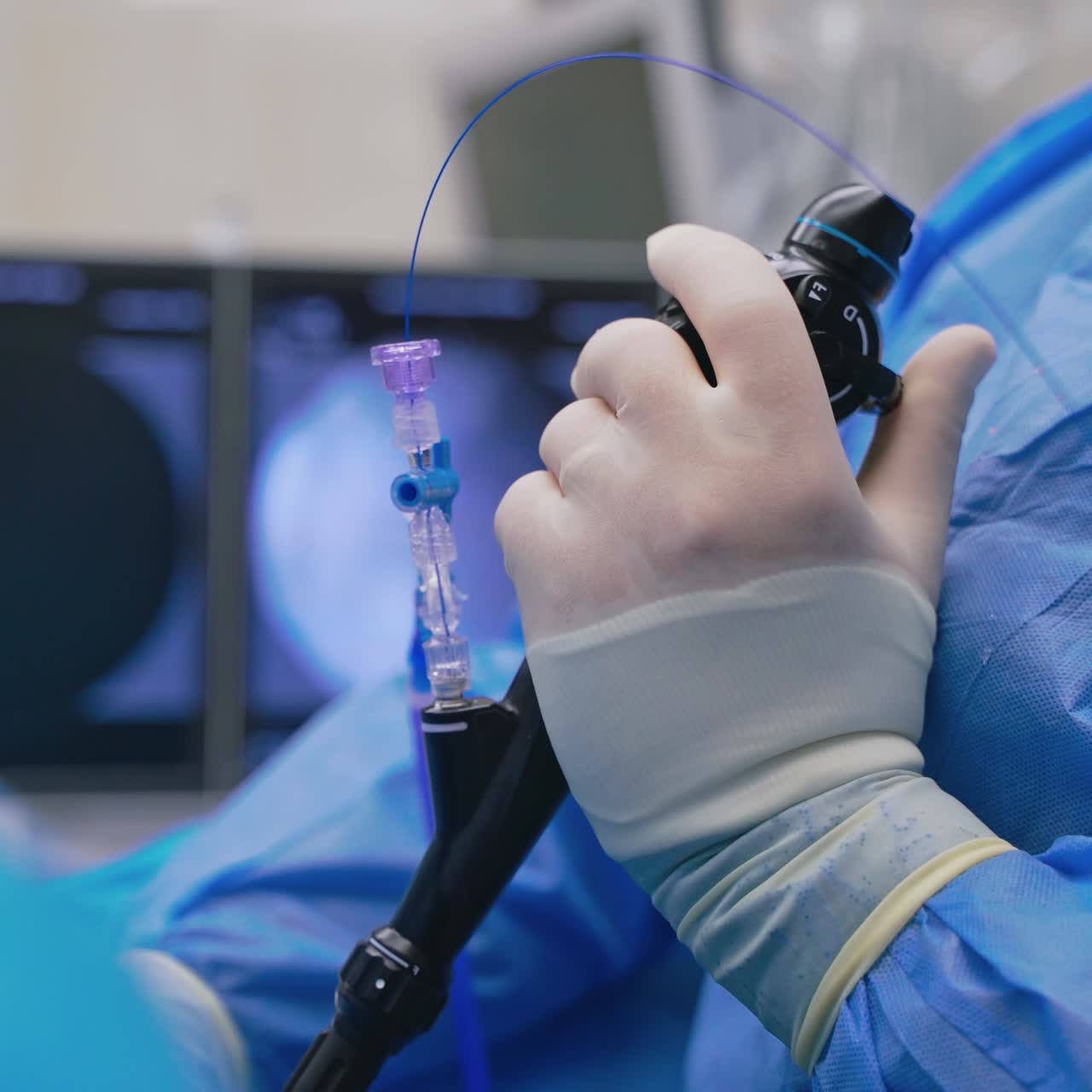 Medical procedure in emergency room. Modern equipment in operating room.