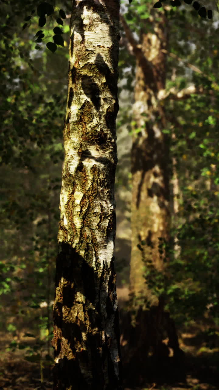 primer plano de un tronco de abedul en un bosque