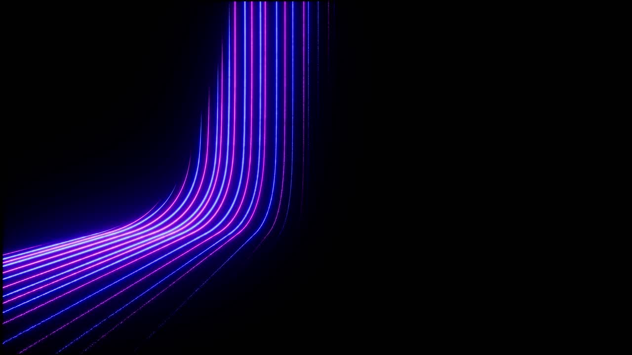 animación 3d, fondo negro abstracto con líneas de neón azul rosado suben y desaparecen