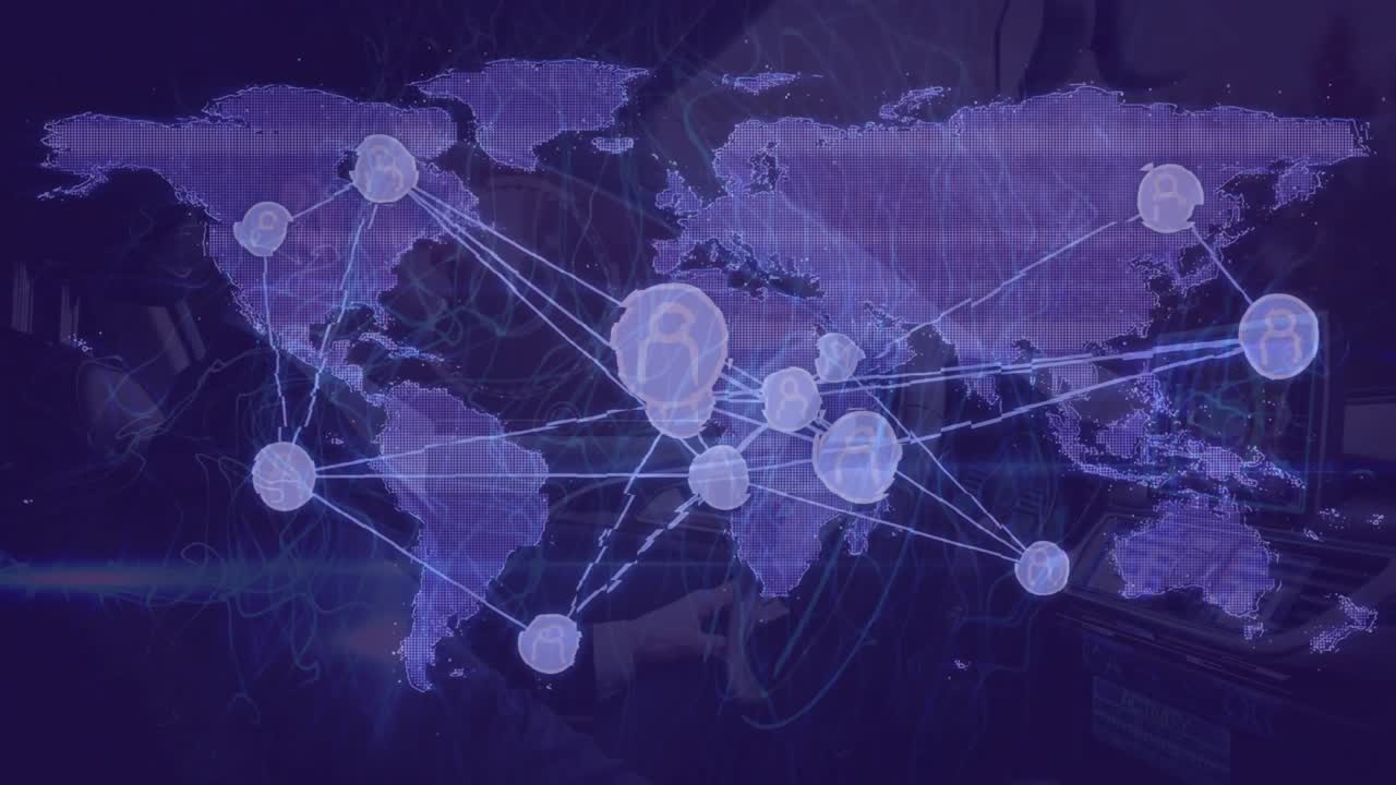 transparent technology overlay pulsing Europe node and linking global nodes showing network growth