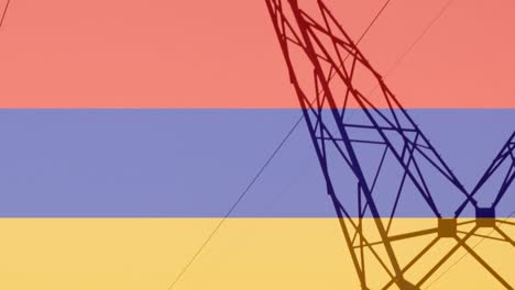 Animation-Der-Flagge-Armeniens-über-Pylonen