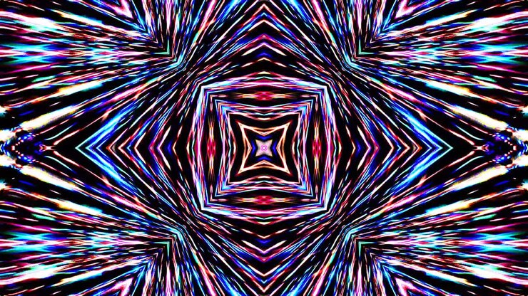 colorful lines glowing waves flower shape background kaleidoscope abstract