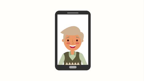 hombre mayor en pantalla de teléfono inteligente