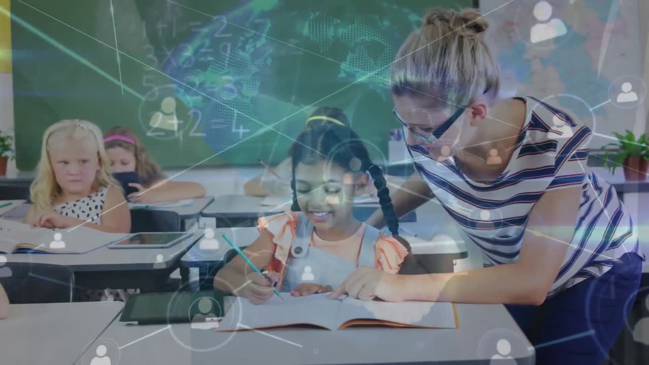 여성 교사와 함께 다양한 학생 그룹에 대한 연결 네트워크의 활성화