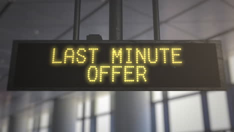 last minute offer on information table of airport