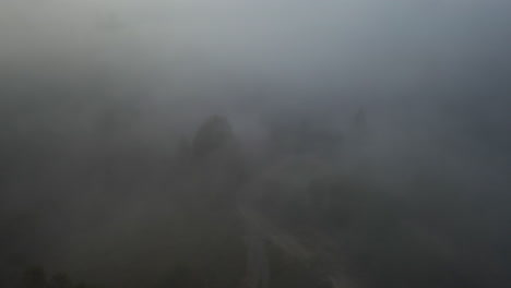 misty mountain valley aerial view