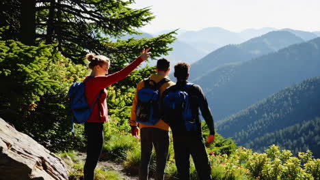 Hiking Group in Mountain Scenery