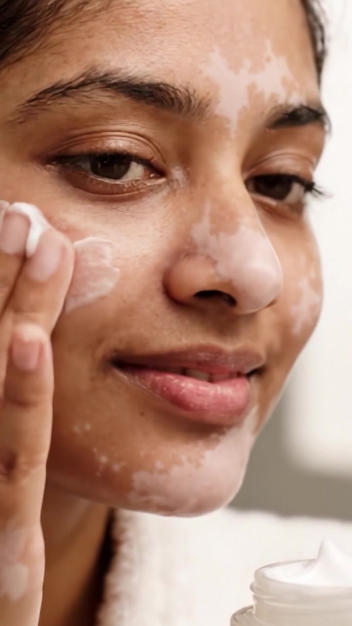 A Close-Up of a Woman Applying a Nourishing Moisturizer, Enhancing Her Skincare Routine with Gentle Care and Hydration for Glowing Skin