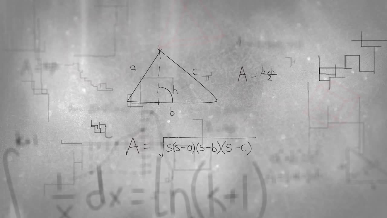 animación de ecuaciones matemáticas escritas a mano sobre un fondo gris