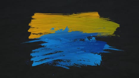 animación de trazos de pintura amarilla y azul que aparecen