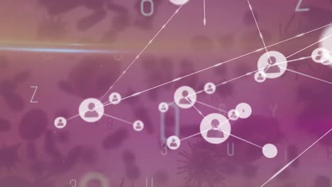 animación de la red de conexiones con iconos sobre virus