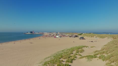 panning shot of the beach where the festival concert at sea is held in the netherlands