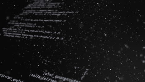 animación del procesamiento de datos sobre puntos blancos de luz