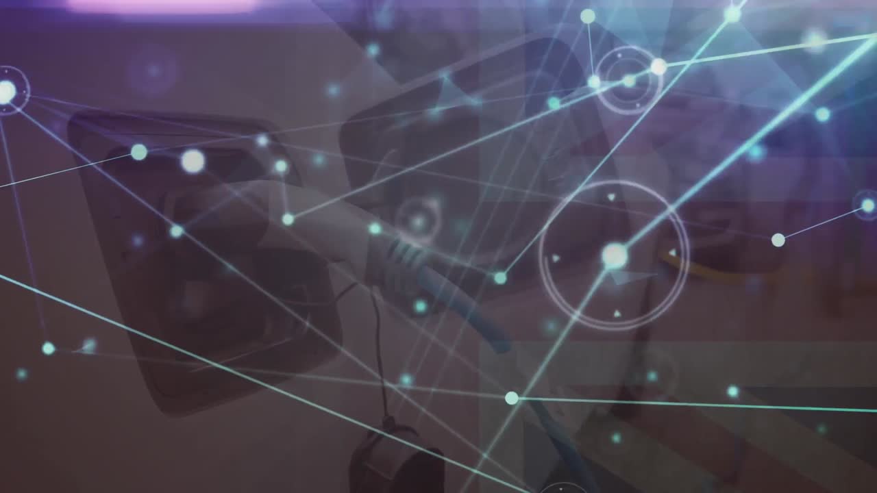 animación de la red de conexiones a través del coche de abastecimiento de combustible