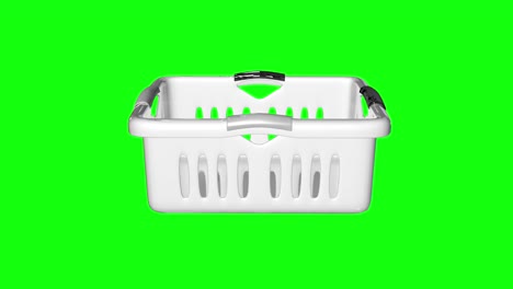 8 animaciones de plástico blanco canasta de ropa de plástico canasta de la ropa pantalla verde llave de croma 3d