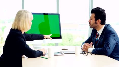 business people in the conference room with green screen