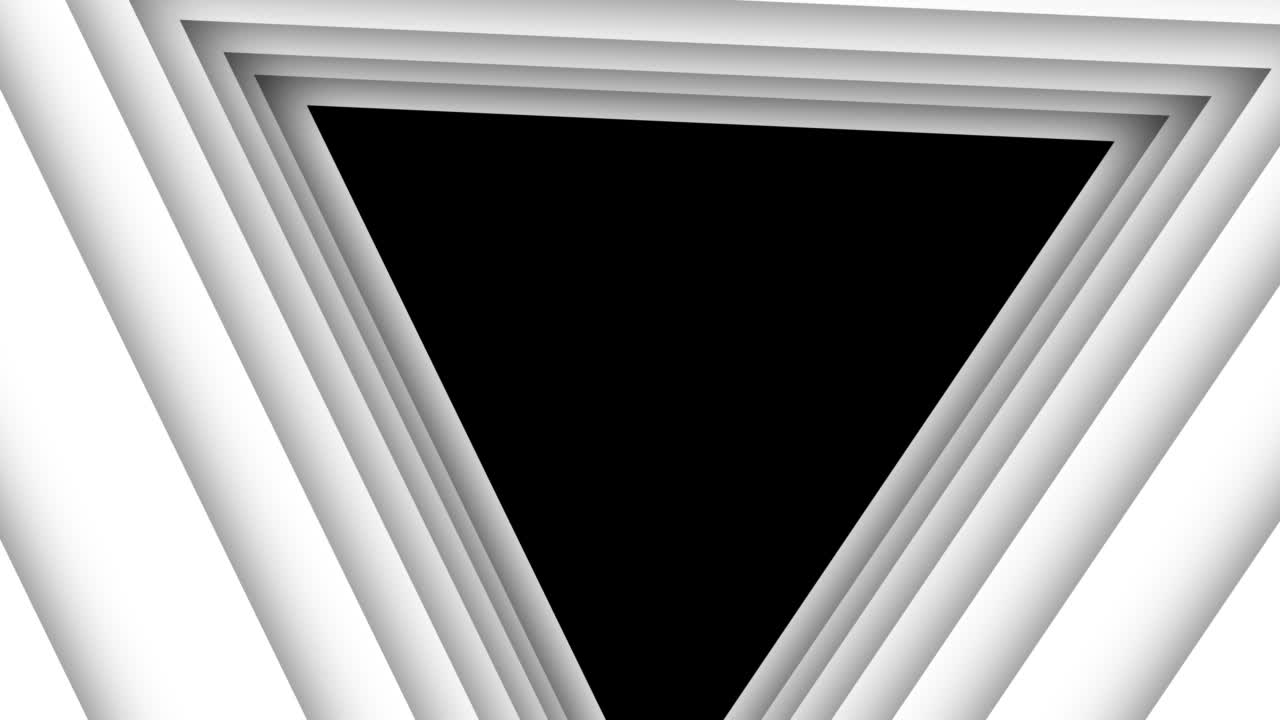 Abstract white futuristic background. Space from light tubes on black background. Technology, VJ concept. Tunnel interior view from a triangle