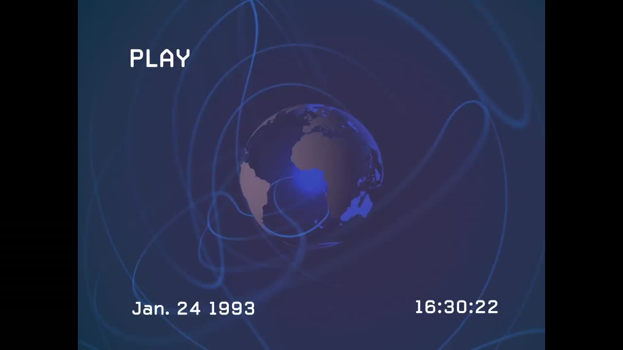 Animation of screen with glitch, globe and shapes on navy background