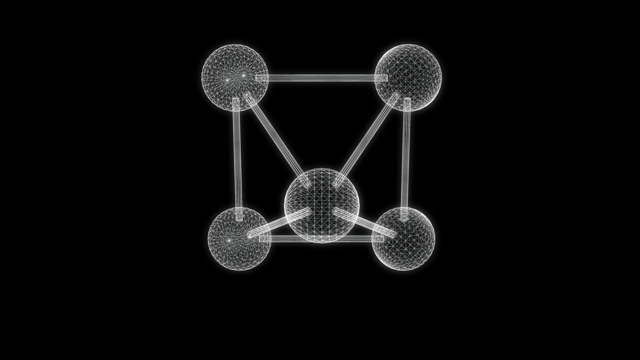 회전하는 결합을 가진 분자의 홀로그램 화면 - 루프