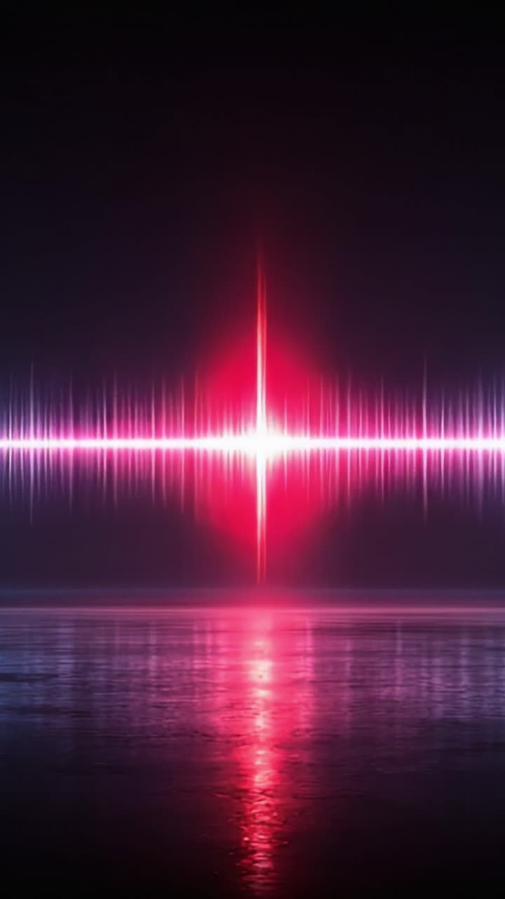 Visualizzazione accattivante di onde sonore che rappresentano le dinamiche delle frequenze audio in uno splendido spettacolo di colori e luce.