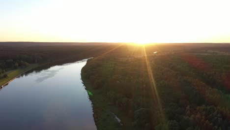 Golden-hour-in-Birstonas,-Lithuania