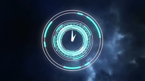 animation of scope scanning with clock over black background