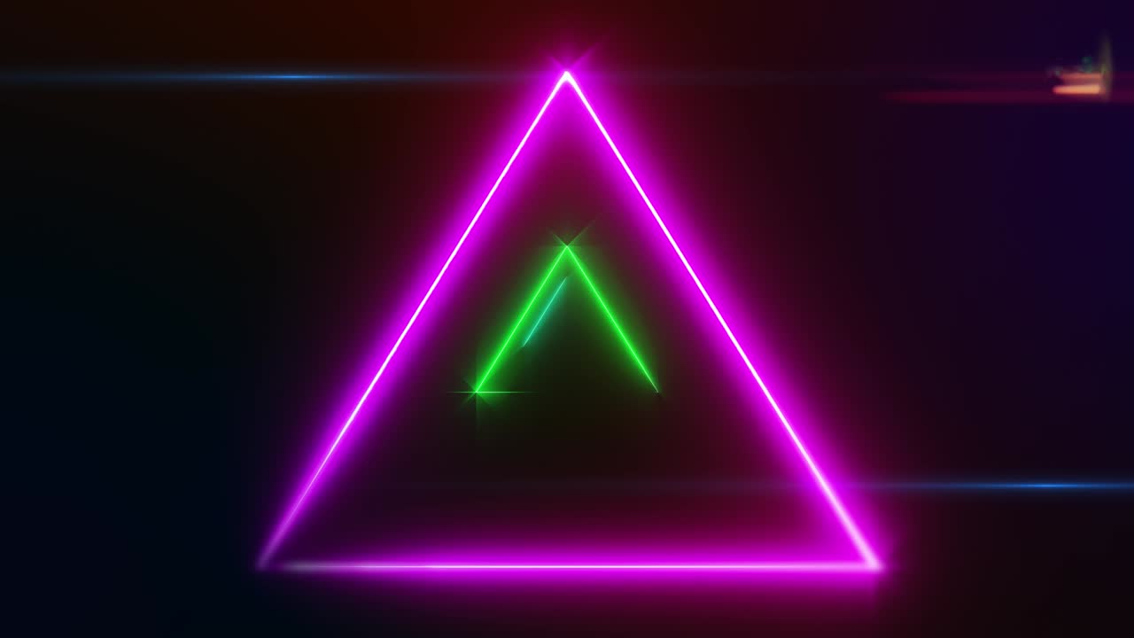 triángulos de neón coloridos, fondo abstracto