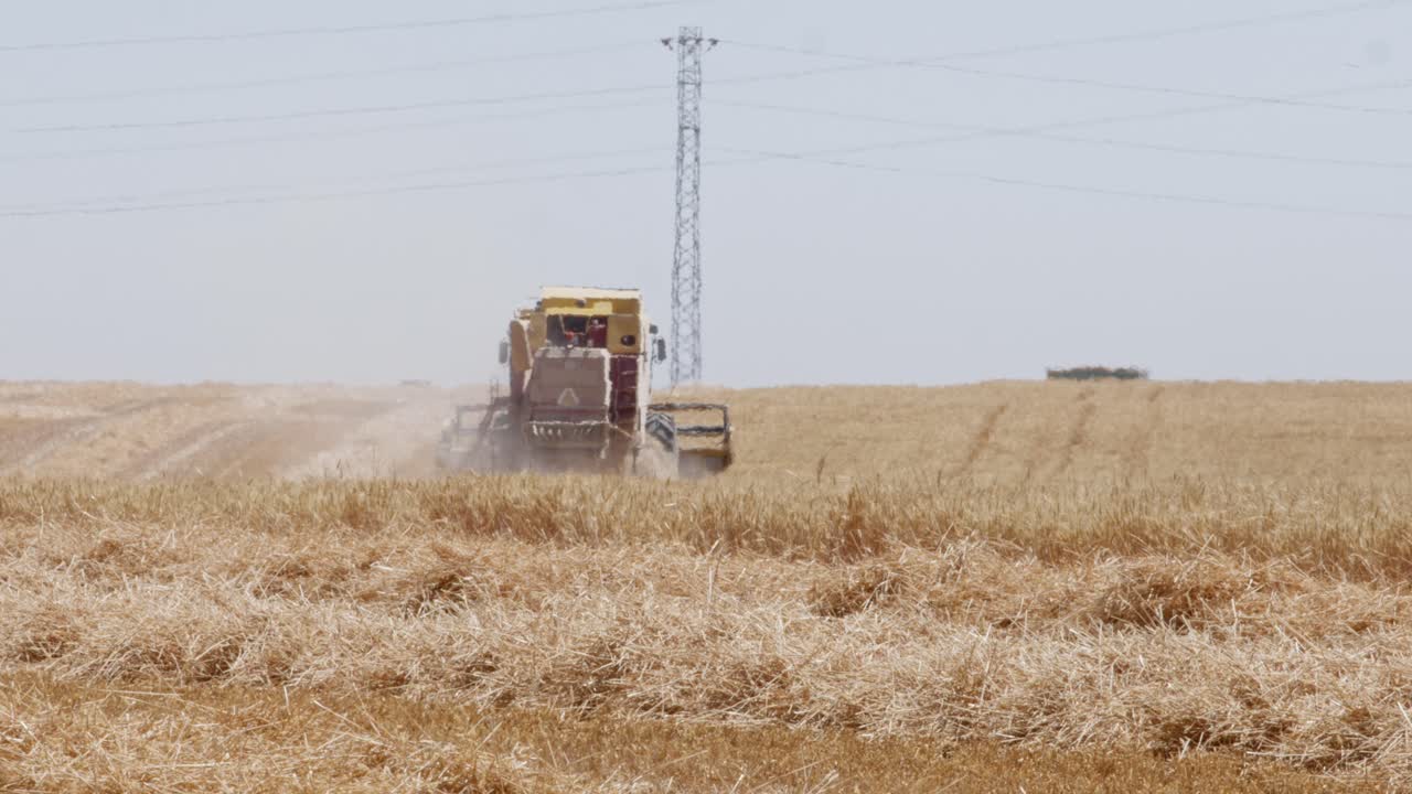 Combine Harvesting wheat field in Spain-2